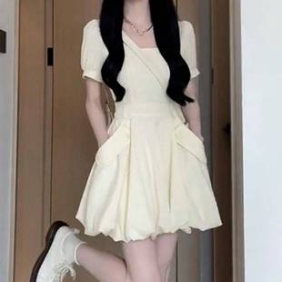 Gentle Style French White Dress for Women Summer 2025 New Style Fresh and Simple Flesh-Covering Skirt