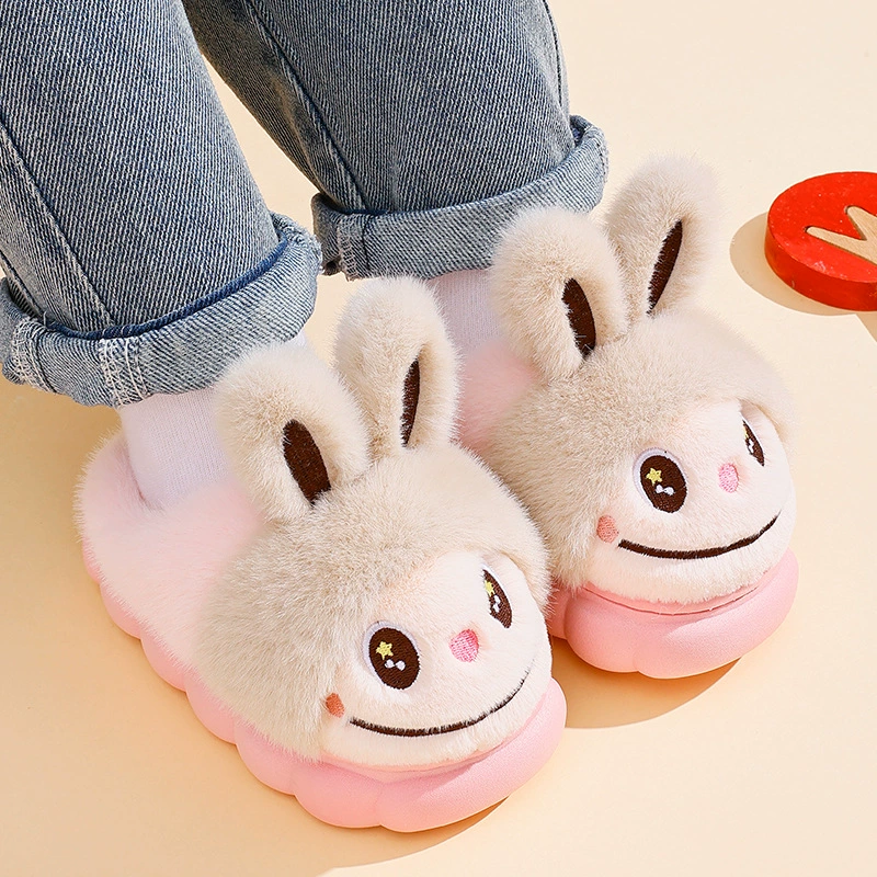 秋冬季新款男女童踩屎感厚底防滑室内家居冬天加绒保暖棉拖鞋