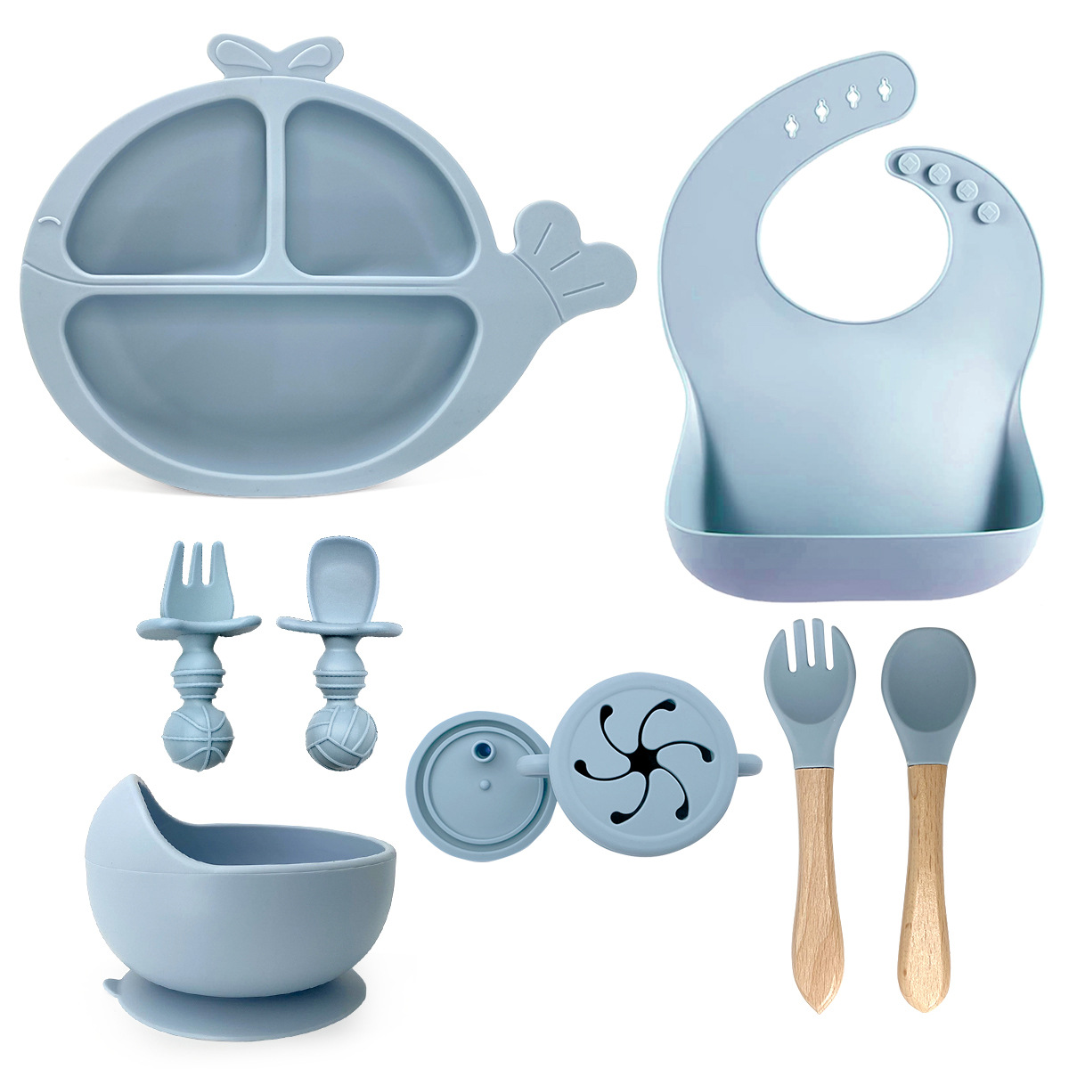 Nuevo bebé placa infantil de silicona lechón suplemento alimenticio tazón rejilla placa aprender a comer vajilla resistente a la caída traje ballena