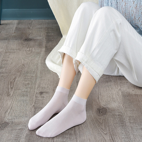 Silunqi 915505 women's mulberry silk socks summer breathable mesh ultra-thin silk soft and comfortable boat socks