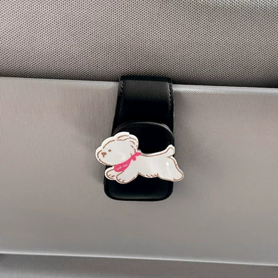 Car Glasses Clip/Bill Clip, Cute Cat Car Glasses - white-scarf-dog-black-eyeglass-clip