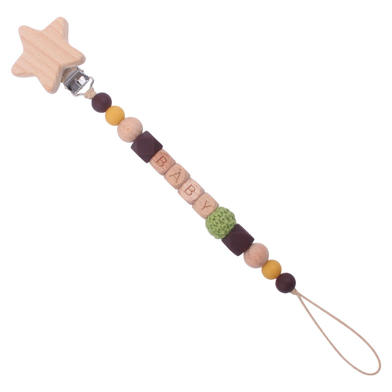Nuevo bebé suministros de dibujos animados estrella Haya chupete clip calmante bebé mordedura molar chupete cadena anti-gota cadena