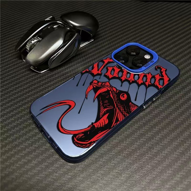 Nueva cabeza de serpiente inglesa para iPhone 16 funda para teléfono móvil Apple 15promax/14 anti-caída 13pro12 Europa y América