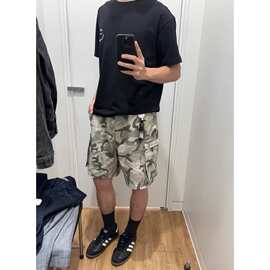迷彩潮流短裤街头夏季廓形风琴袋工装裤男女休闲户外运动五分裤潮
