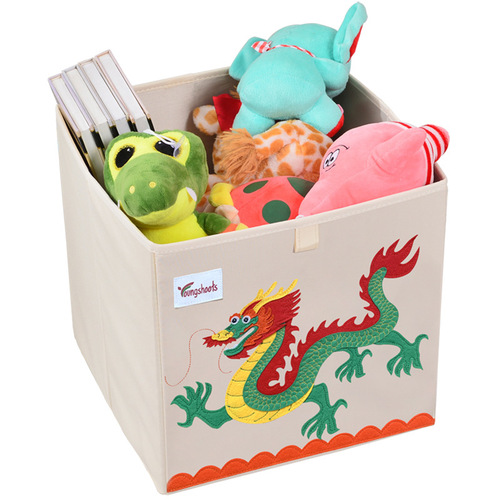 Wholesale Household Fabric Folding Plastic Storage Box Large Clothing Storage Box Cartoon Toy Storage Basket