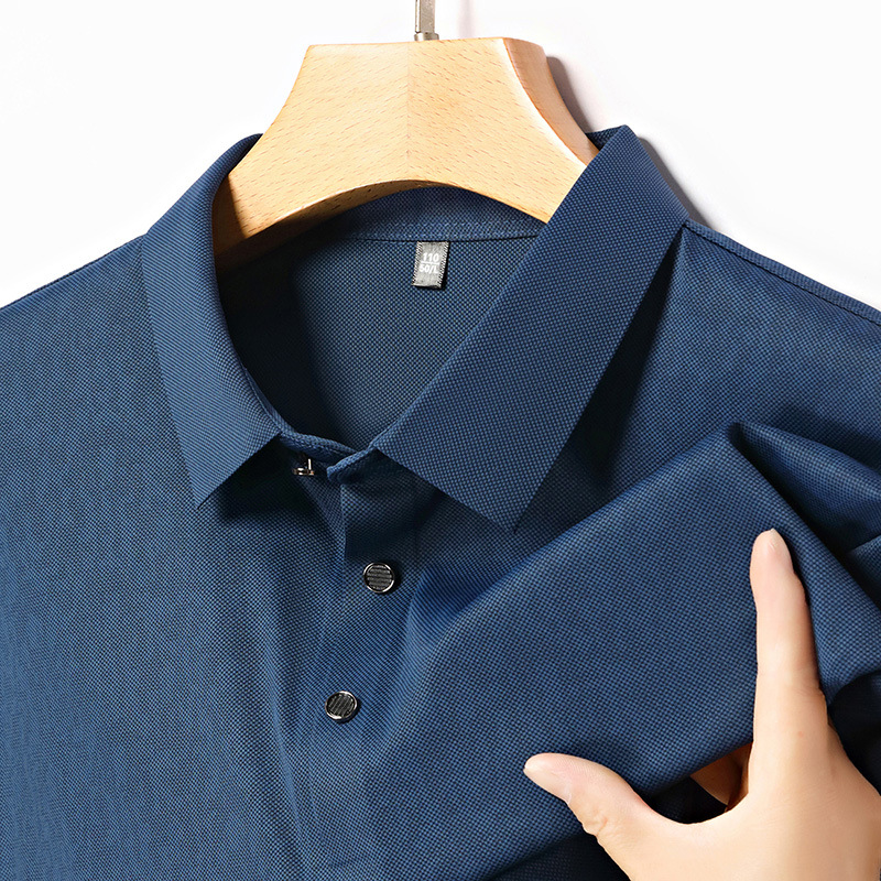 Summer New Short-Sleeved T-Shirt for Men, Lapel Ice Silk Thin Style, Simple Casual Half-Sleeve Non-Iron Polo Shirt for Men Wholesale