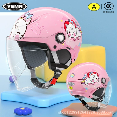 Motosiklet kaskı (dəbilqə) | Helmet - four-seasons-light-pink-unicorn-kitten-transparent-long-mirror-anti-fog-patch