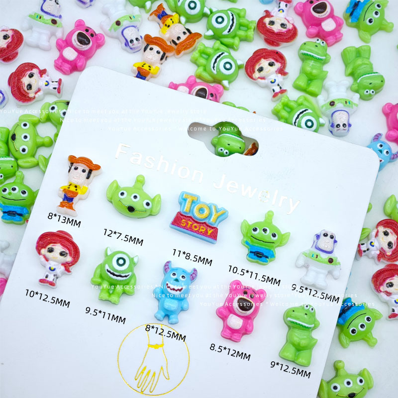 Toy Story Cartoon Nail Art Accessories Buzz Lightyear Dinosaur Three-Eyed Monster DIY Cream Glue Accessories