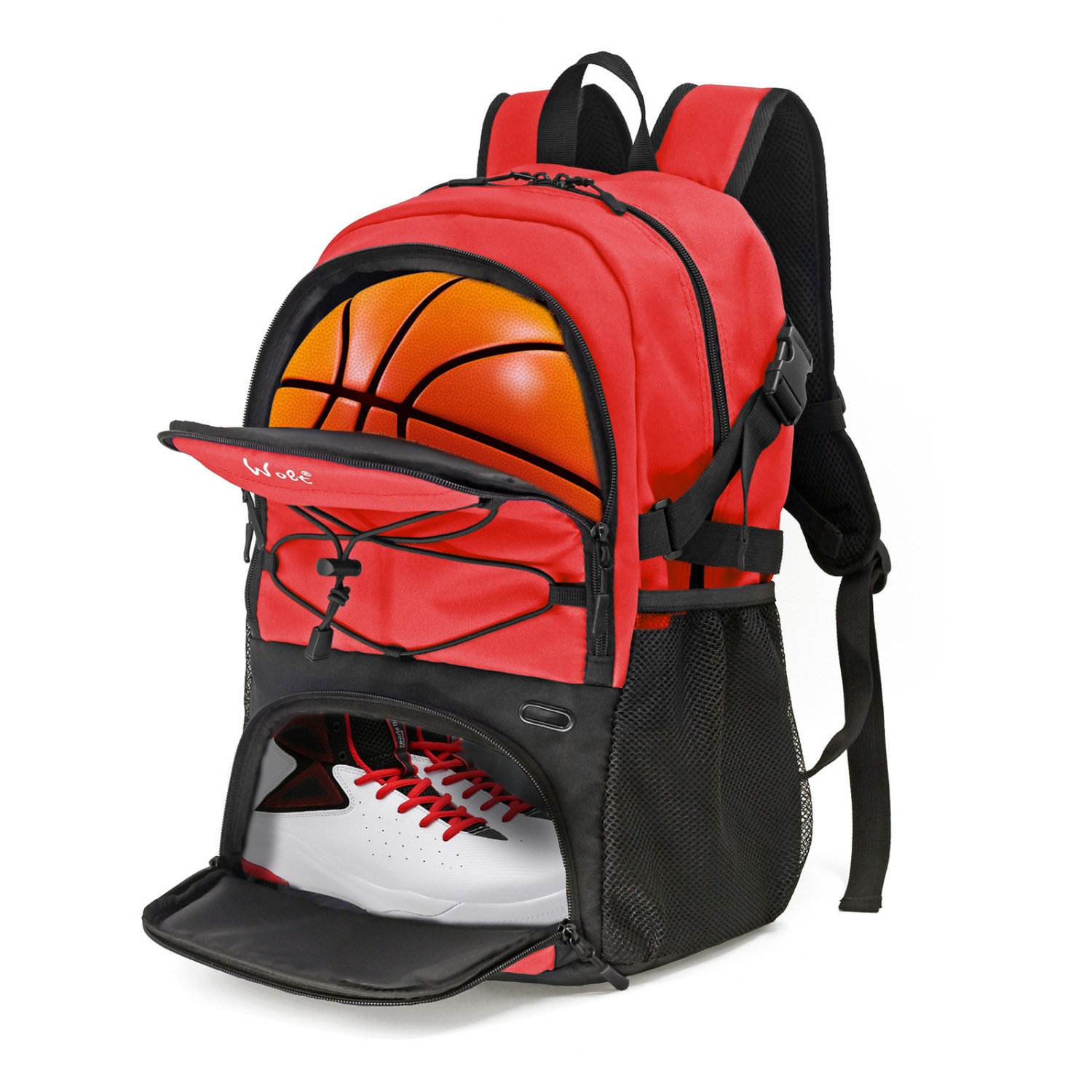 Bolsa de baloncesto transfronteriza Wolt, mochila de fútbol, mochila deportiva para hombres, mujeres y niños, bolsa de entrenamiento que puede contener una pelota de baloncesto de tamaño 7.