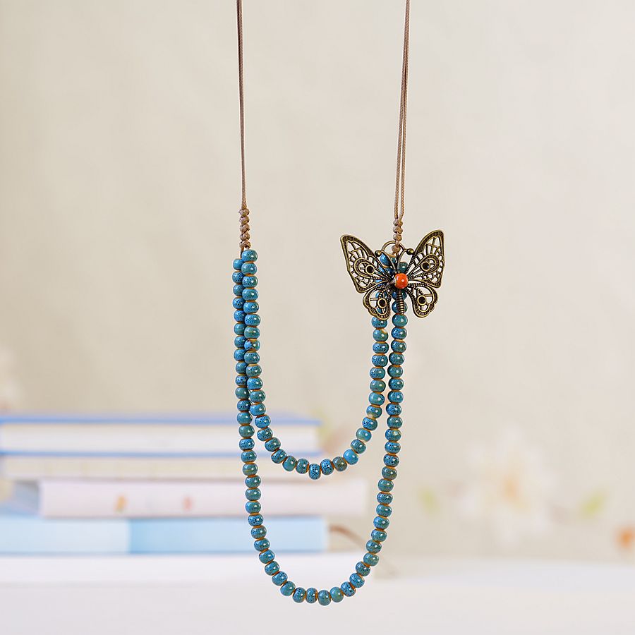 1 Piece Ethnic Style Butterfly Beaded Alloy Womenu0027S Necklace
