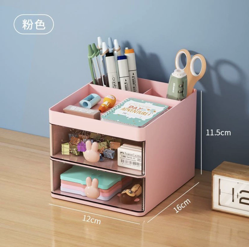 Stationery Combination Drawer Box, HIPS/Polystyrene/PP, 1–3 Drawers, Desk Organizer