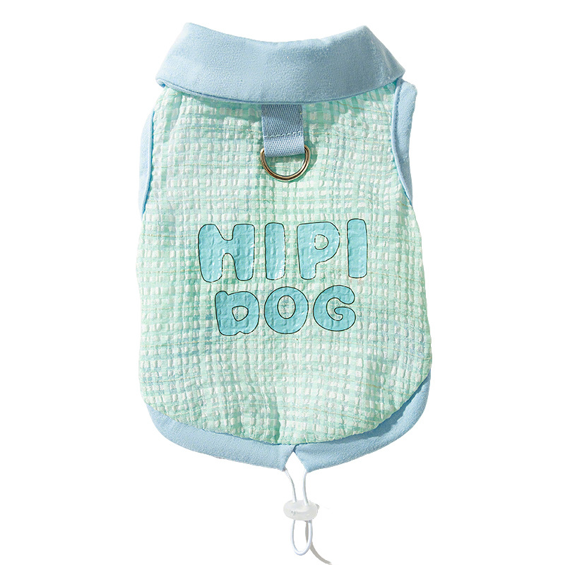 Primavera y verano perros Jacquard cuello cuadrado chaleco de dos patas para perros pequeños Teddy felinos camisetas ropa de mascotas