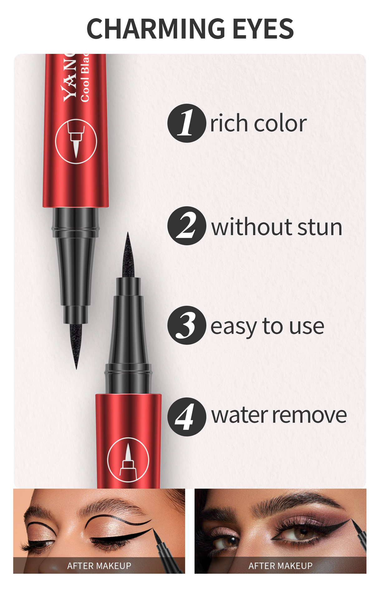 YANQINA 24H Quick-drying waterproof Eyeliner Pen, Eyeliner Ultra-fine liquid eyeliner pen, Cross-border makeup undefined