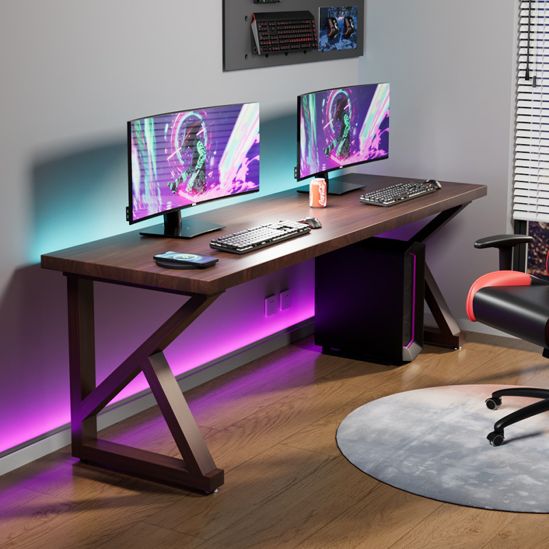 5V实木K字型电脑桌家用书桌双人电竞桌卧室学习桌办公桌工作台桌