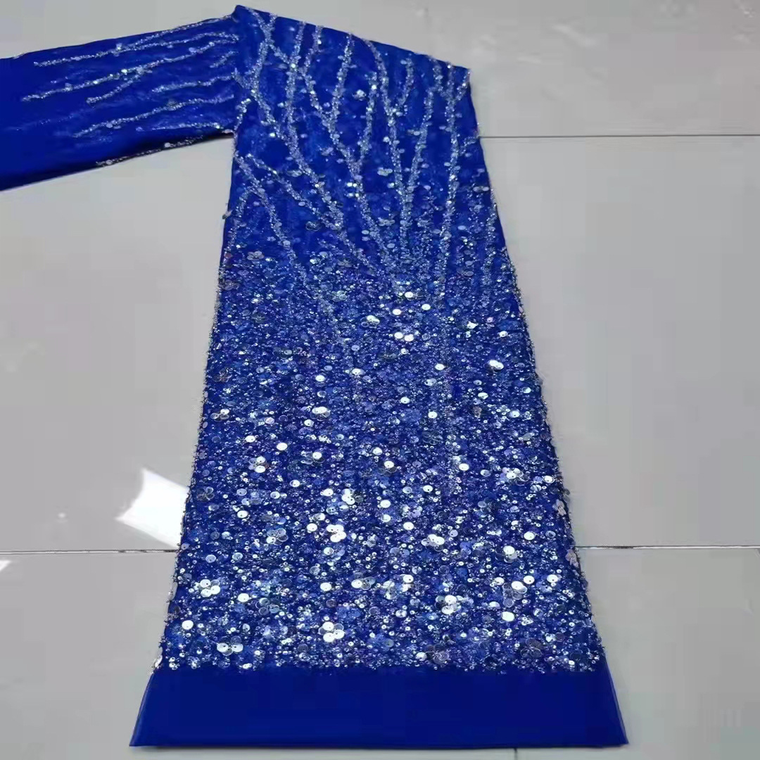 Tubo tridimensional cuentas de tela de lentejuelas patrón geométrico vestido de color degradado vestido de novia encaje bordado paño JX1891
