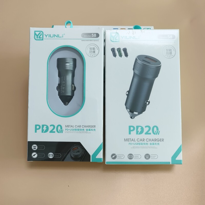 Metal Car Charger USB Plus Pd Fast Charging 20W Charging Suitable for Android 2.4A Car Charger A+C Mini Type
