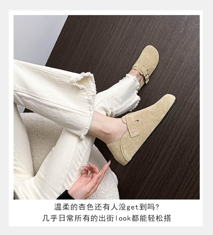 Giày lười da bò bít mũi quai hậu có khóa, đế cao 3 cm — Màu caramel, Màu mơ, Màu nâu đậm chi tiết 13