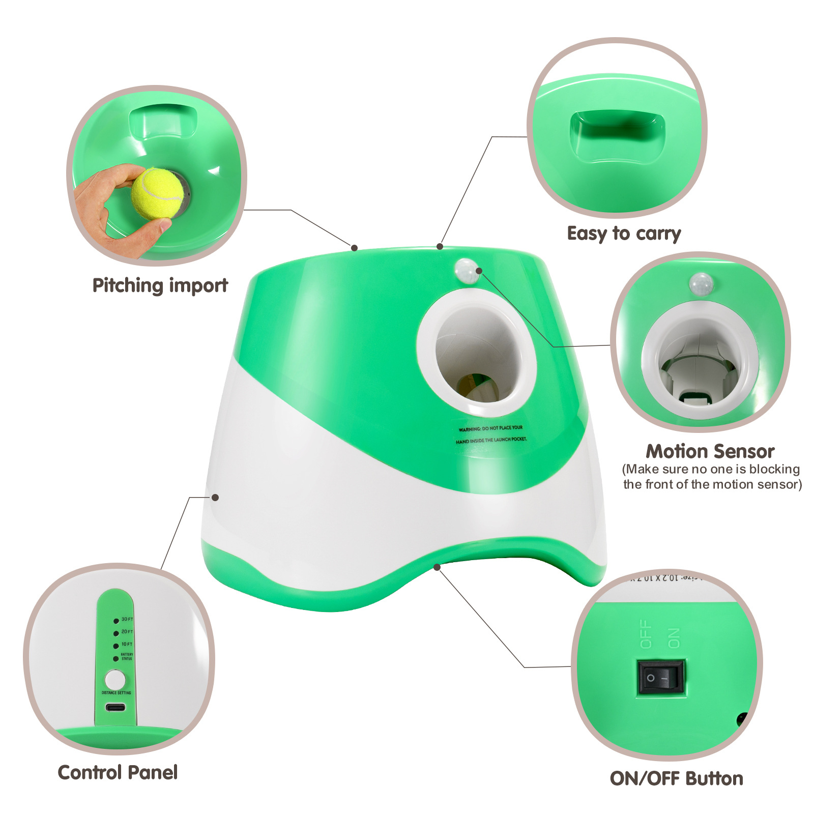 Lanzador de Pelotas para Mascotas, Juguete para Perros al Aire Libre, Pelota de Tenis Elástica, Dispositivo para Pasear Perros, Lanzador de Pelotas Automático