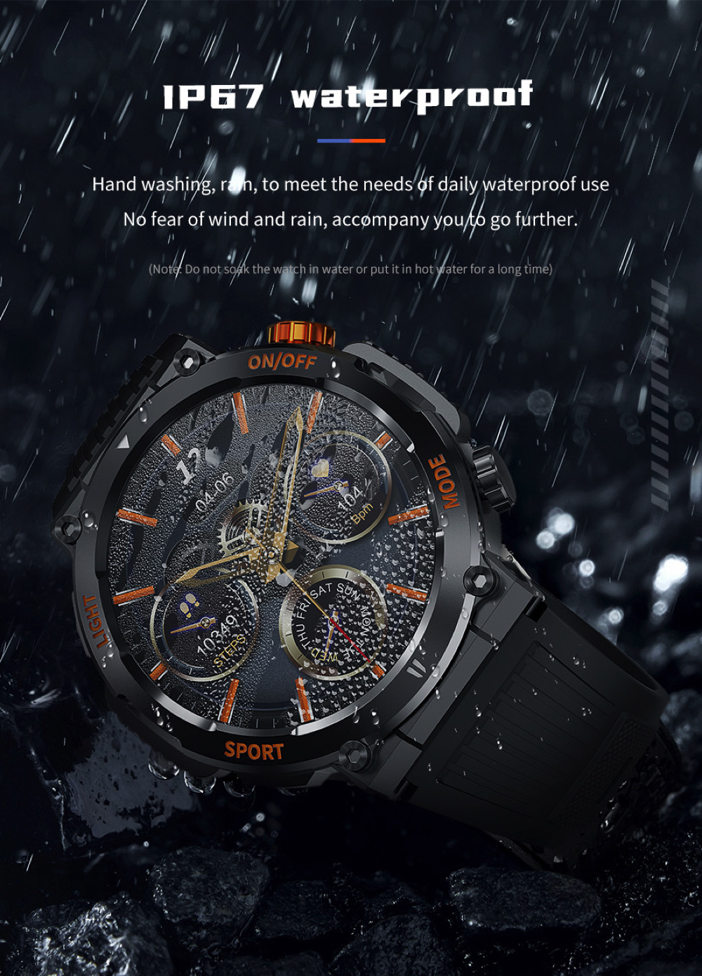 HT17 Smart Watch Herren Kompass LED Beleuchtung Outdoor Sport_voghion.com