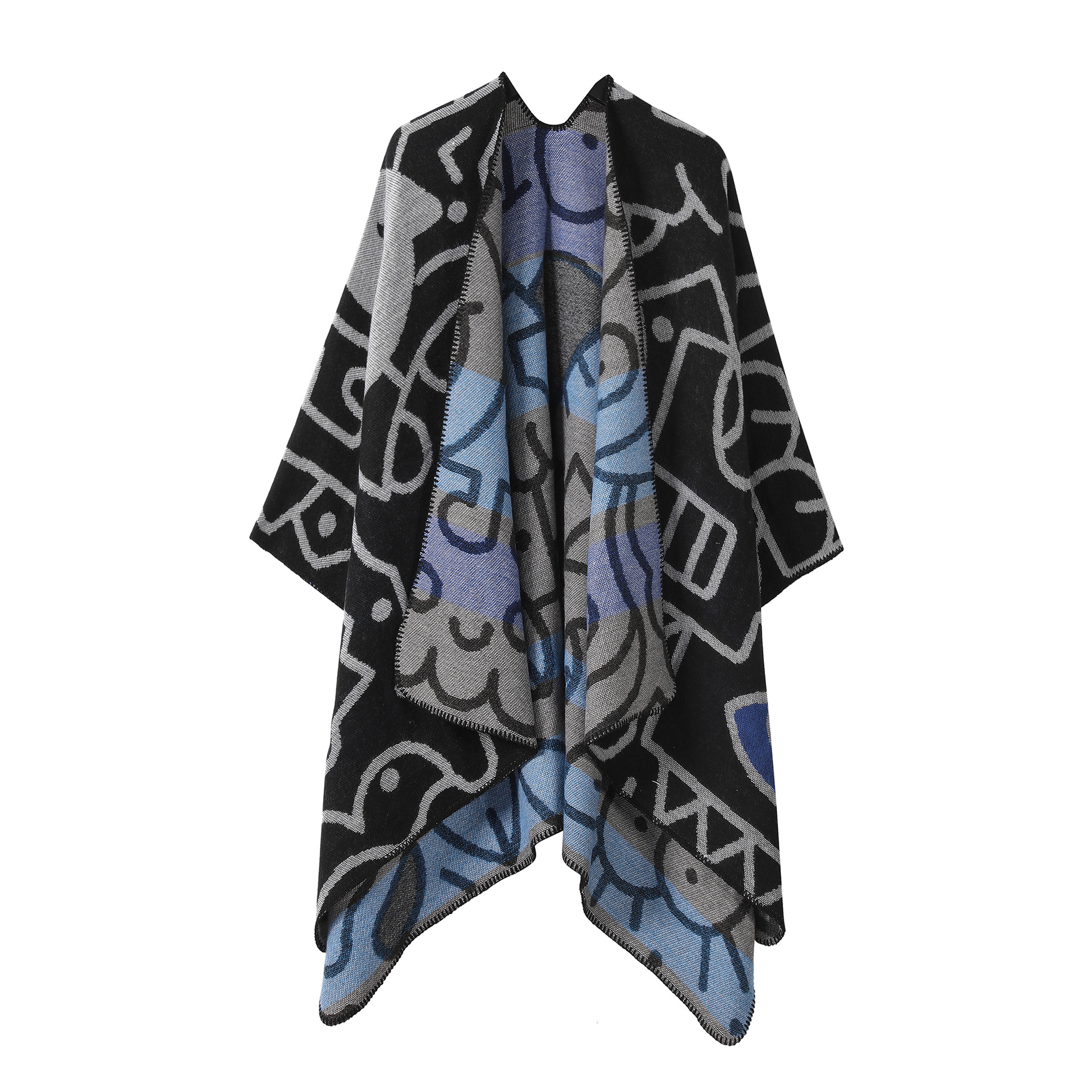 Chal étnico de pastizales de Xinjiang, grande, estilo verano y retro