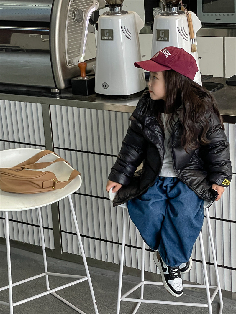 Giacca corta e spessa in oro nero per bambini, giacca con cinturino in piumino d'anatra bianco vulcano piccolo per ragazzi e ragazze,_voghion.com