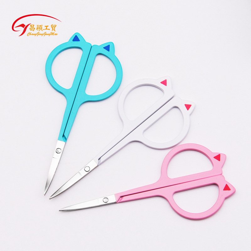 廠家直供不鏽鋼剪刀彎頭線頭剪修眉剪 鼻毛剪裁縫剪