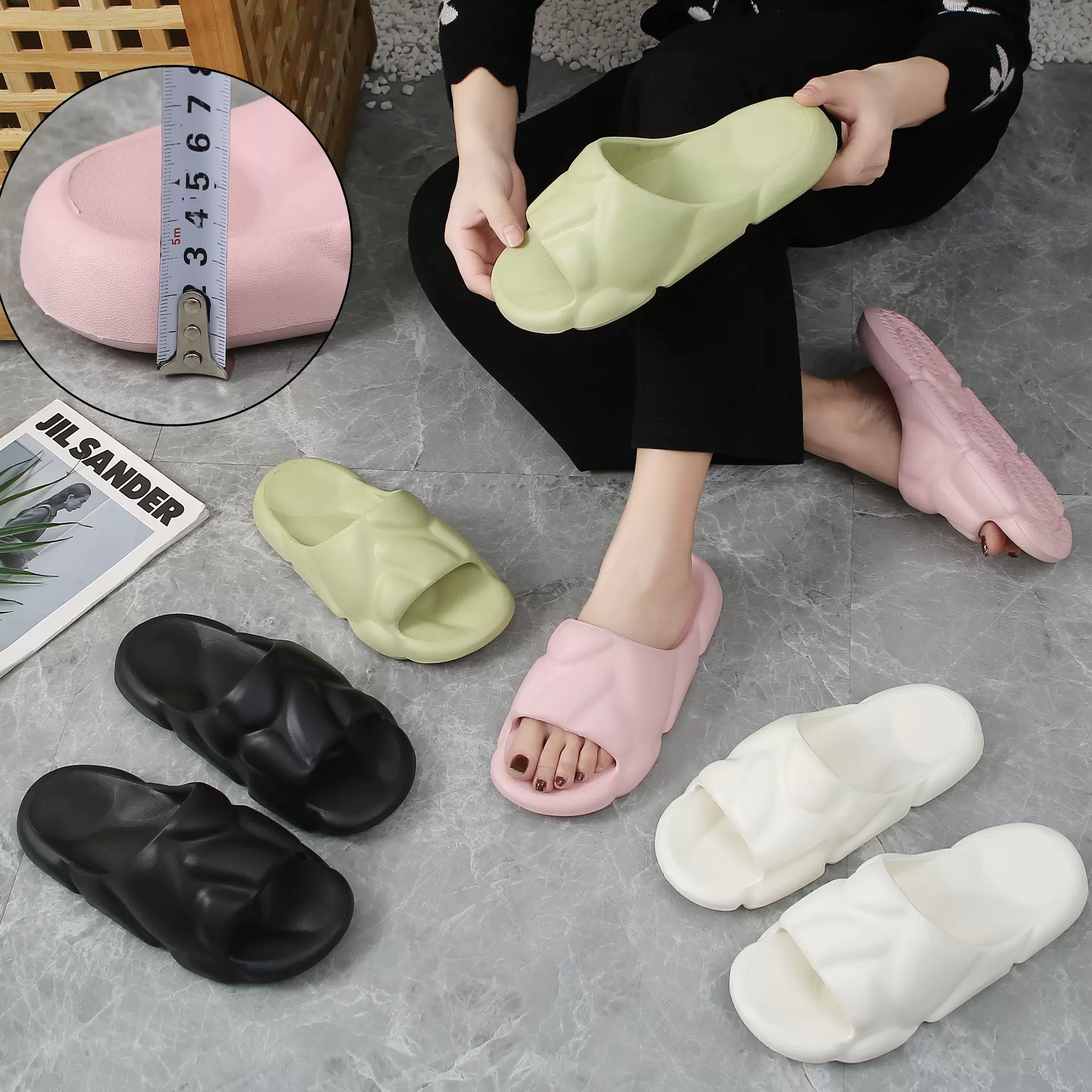 2024踩屎感拖鞋男厚底室内家居eva防滑软底舒适浴室凉拖轻便增高