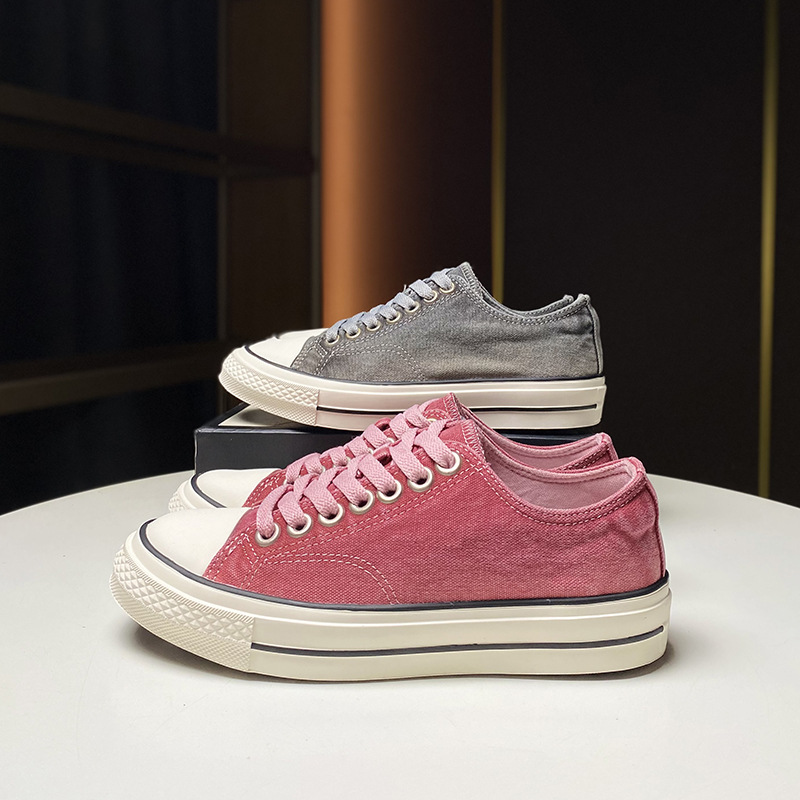 Watermelon Red Washed Canvas For Women, European Products, 2024 Summer New Flat Bottomed Versatile Casual Board Shoes,_voghion.com