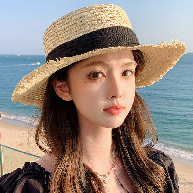 Women's Straw Beach Hat With Bow For Summer Holiday Style_voghion.com