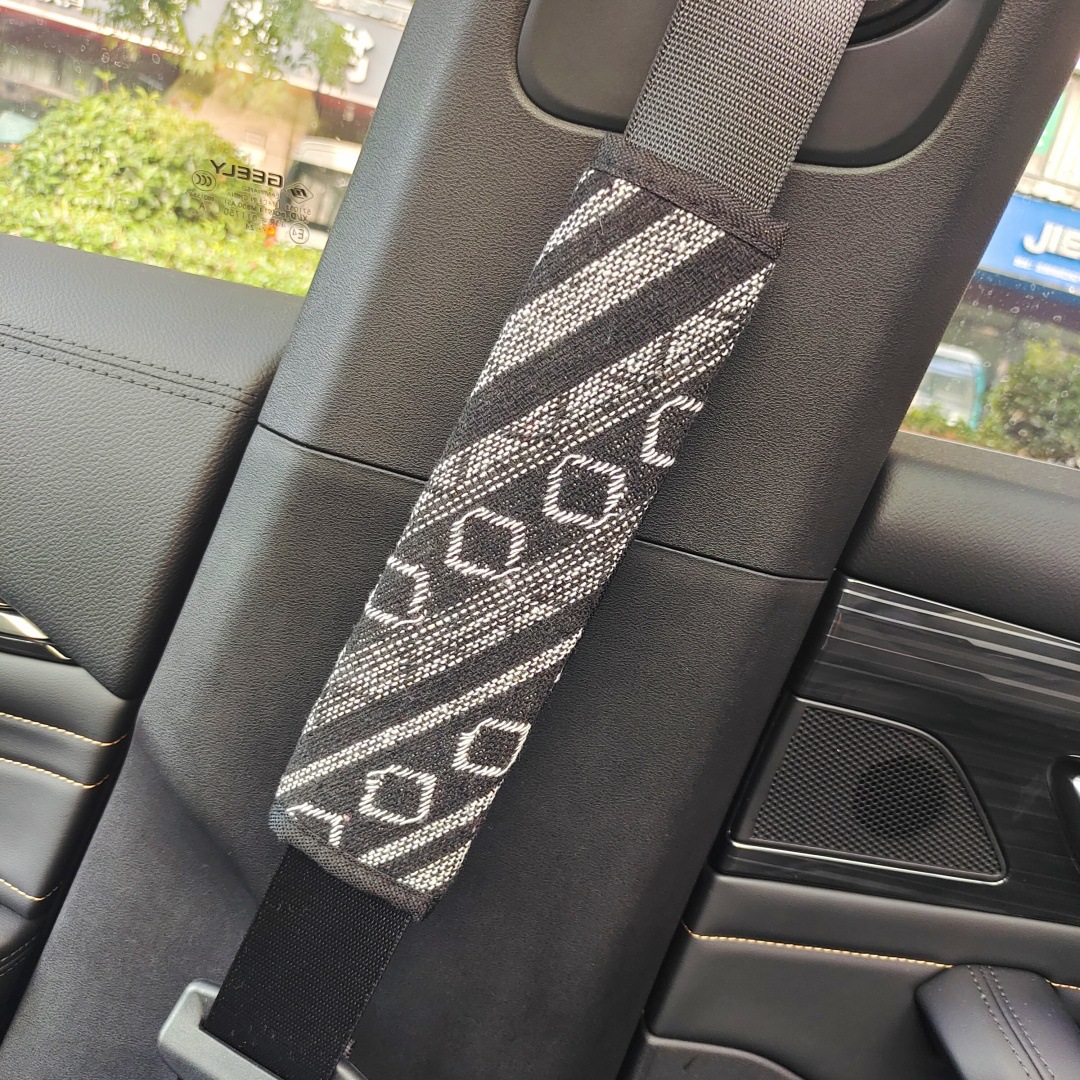 Ethnic Style Seat Belt Shoulder Cover Linen Car Safety Belt Anti-Neck Protective Cover Car Supplies Interior Decoration