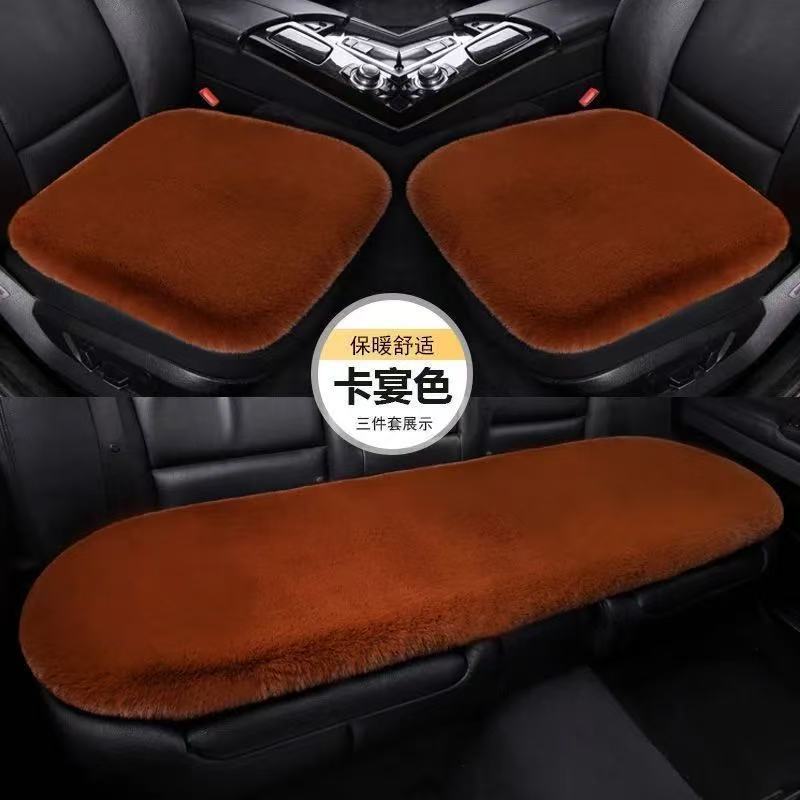 Five-piece set of winter-proof, faux rabbit fur car seat cushions, designed to keep you warm, with a non-shedding, universal fit for all car seats