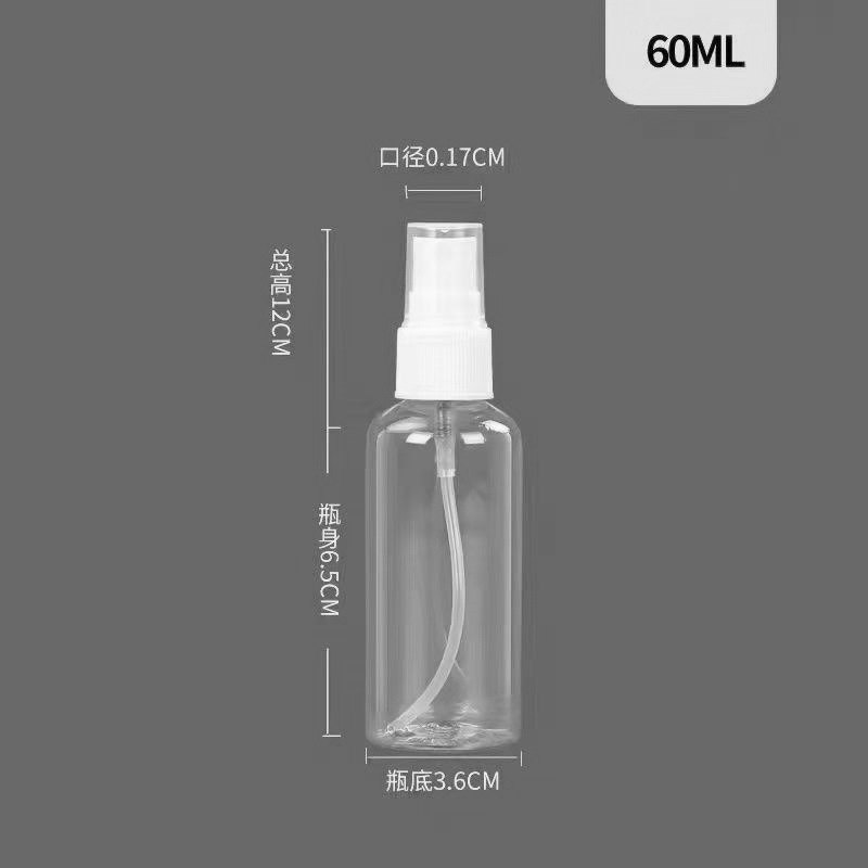 Fabricante 30ml50ml100ml botella de spray pequeña botella de spray botella de plástico transparente alcohol perfume mascota sub-botella