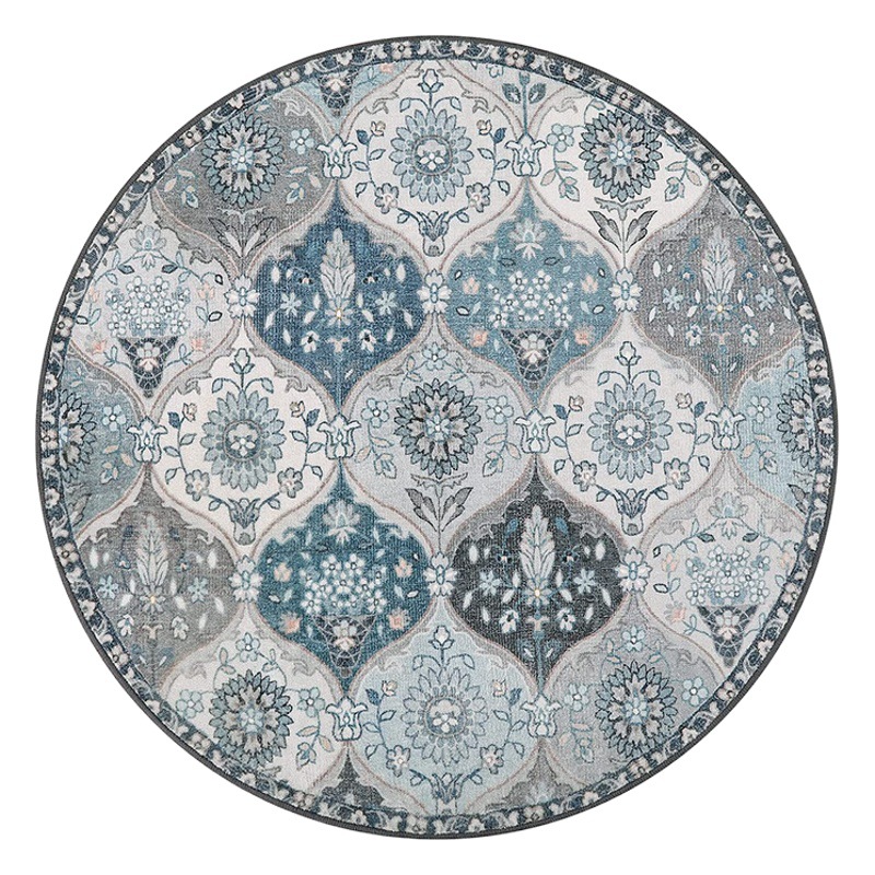 Alfombra redonda de estilo étnico transfronterizo Amazon estilo marroquí totalmente lavable alfombra de la sala de estar alfombra de piso plegable