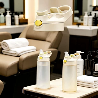 食品级双层塑料吸管水杯透明提手加厚耐摔学生杯子
