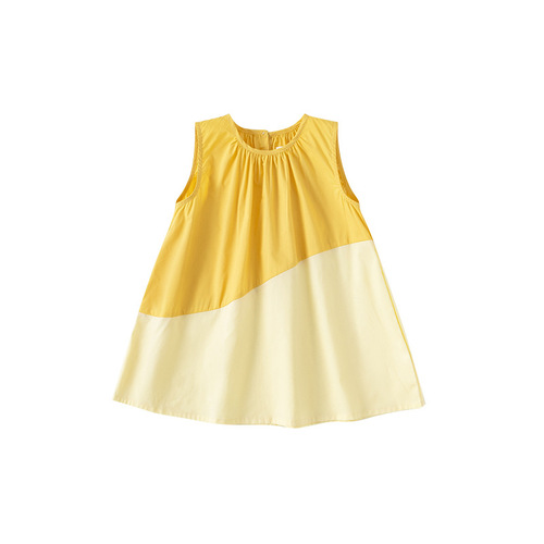 INSbobo Summer Girls Pastoral Style A-Line Skirt Color Block Dress Children's Vest Skirt Internet Celebrity CY23055