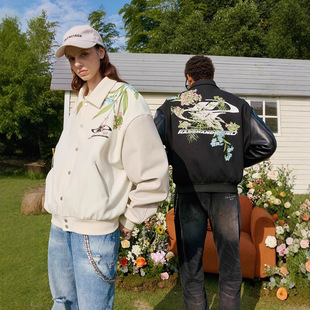 Towel Embroidered Stitching Baseball Suit Men and Women Ins Trendy Spring and Autumn New American Style Retro Loose Jacket Trendy Couple Clothes