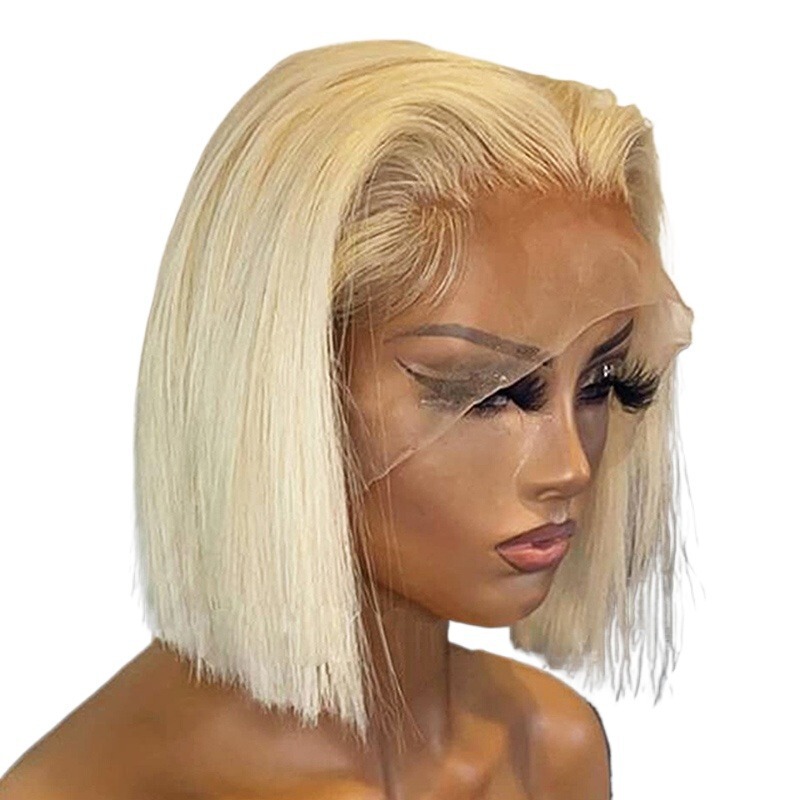 613 Color Blonde Bob Wig, High Value for Money, 13×4 Straight Short Bob Wig, High-Temperature Fiber