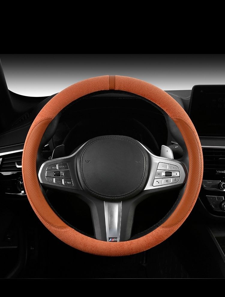 Suede Steering Wheel Cover Is Wear-Resistant, Breathable and Comfortable, Steering Wheel Protective Cover, Universal Sports Version for Vehicles, Breathable and Sweat-Absorbent