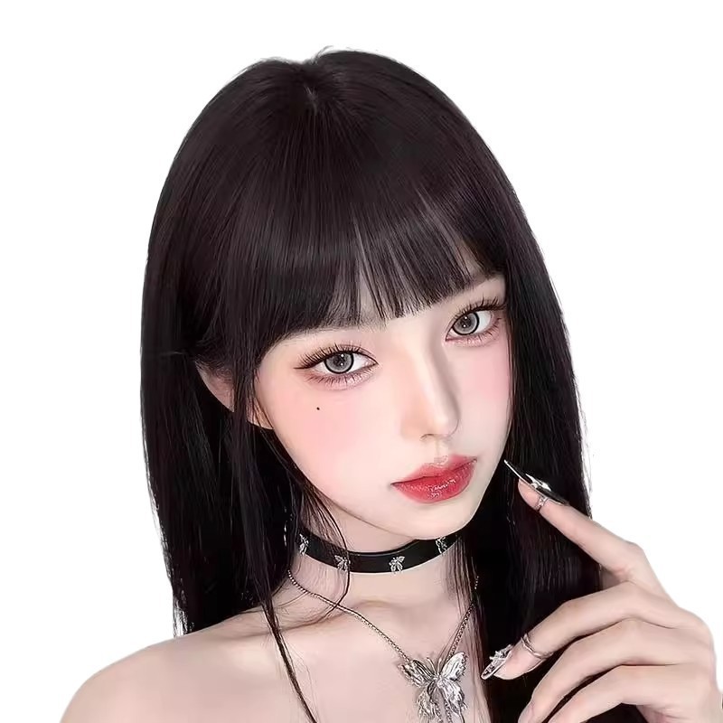 漫画の前髪のかつらの女性のシミュレーション人の髪の自然な額の髪の線は年齢を減らします。|undefined