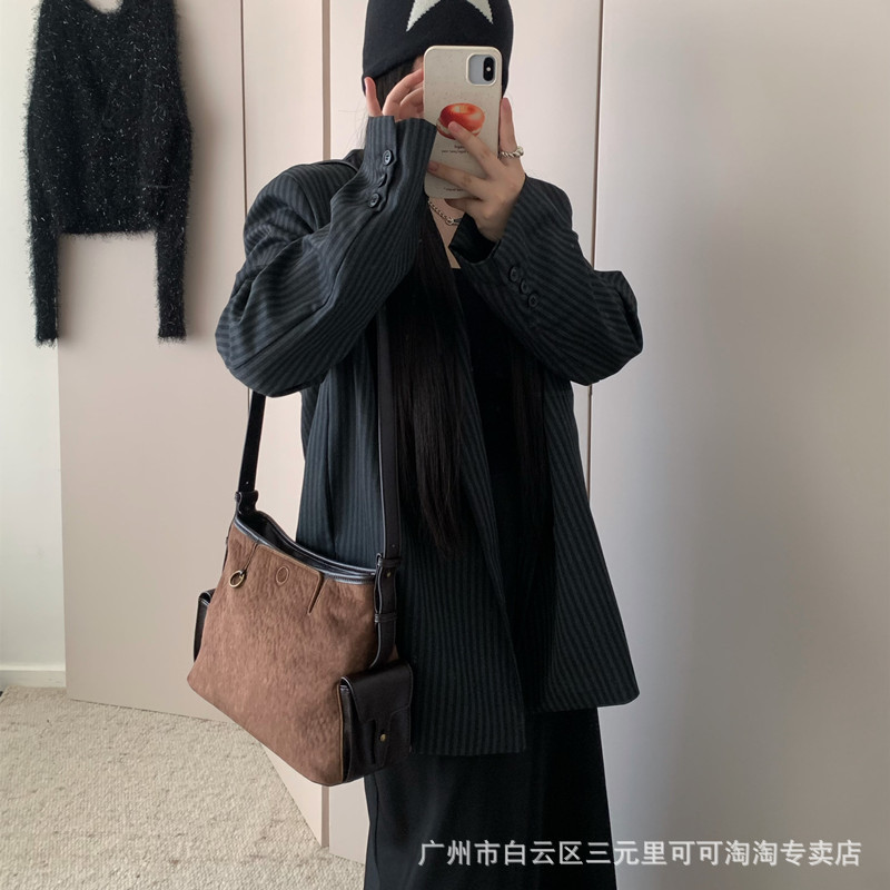 网红同款驼绒hobo包大容量托特包2025秋冬新款通勤百搭斜挎手提包|undefined
