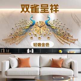 钟表孔雀挂钟客厅家用时尚创意凤凰欧式大气挂墙时钟轻奢挂表壁钟