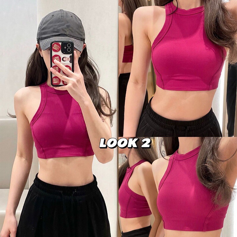 lulu Ribbed Yoga Vest One-piece Running Fitness Top Yoga Bra Yoga Wear Sports Underwear