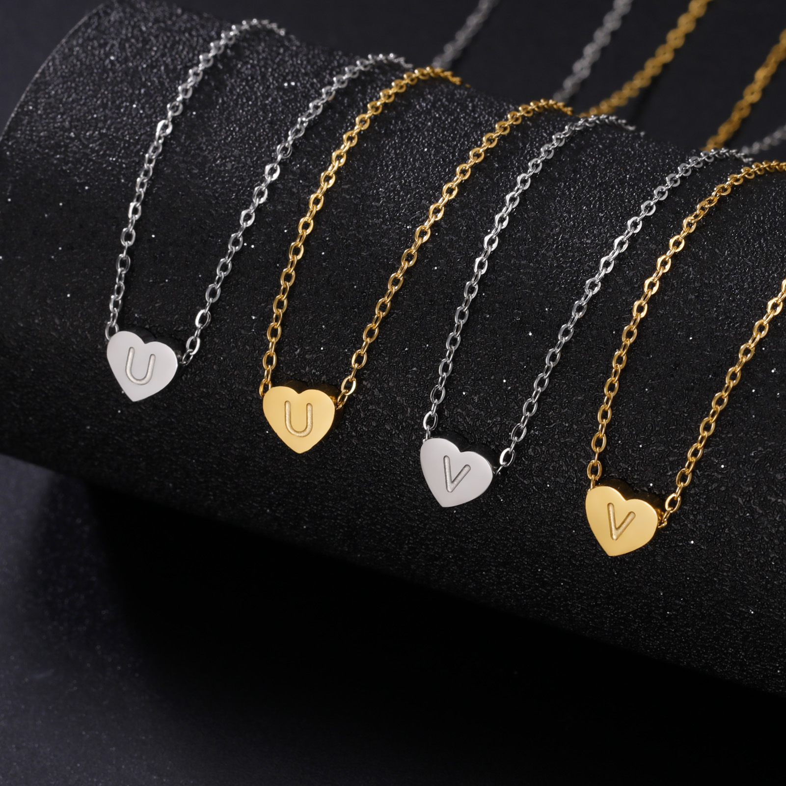 4g Weight Pendant Necklace Classification 1 Piece Quantity Daily Occasion Titanium Steel Material Heart Shape Pattern Unisex Gender Plating Design Simple Style Style Stainless Steel Titanium Steel Simple Style Letter Heart Shape Plating Pendant Necklace 4