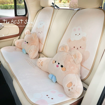 Headrest — Plush Bowknot Bear Car