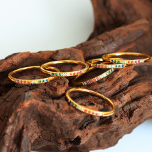 韩剧同款简约甜美气质多种彩锆满天星细素圈戒指叠戴女饰品批发