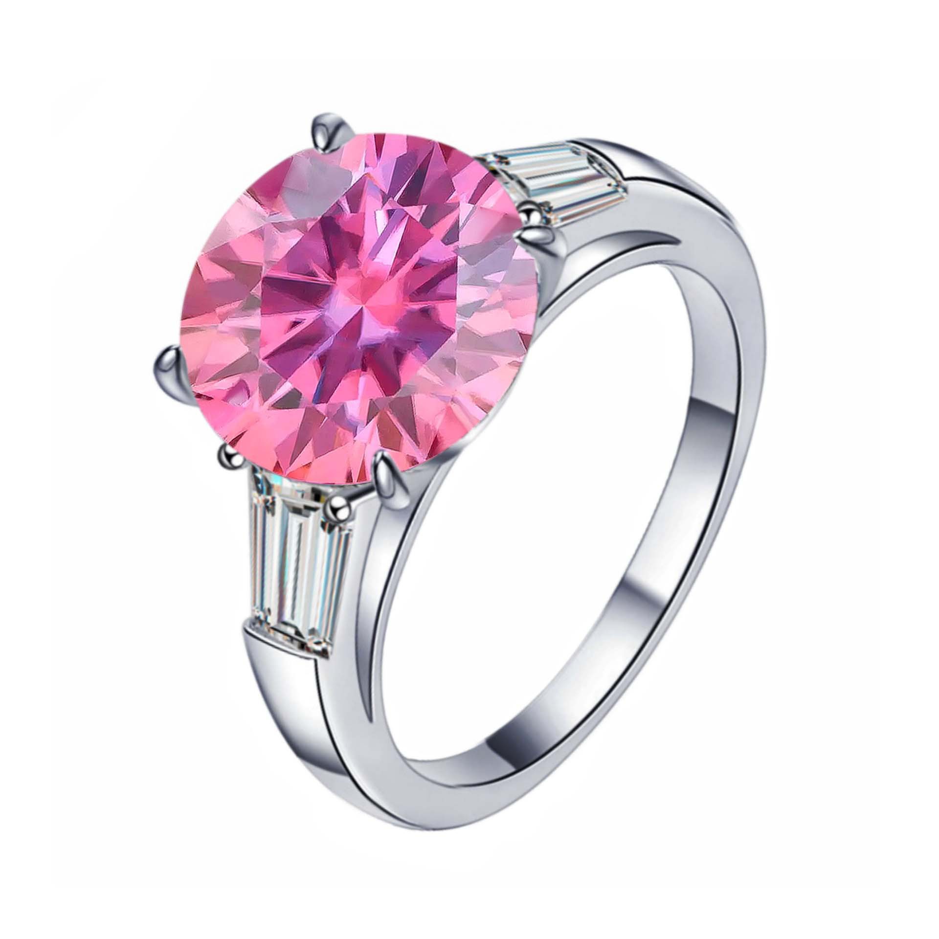 S925 plata esterlina de 5 quilates anillo de piedra de moissan, anillo de compromiso elegante de alta calidad