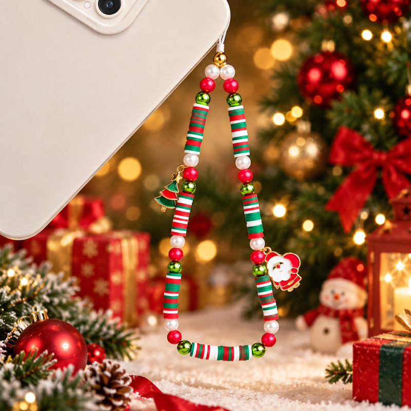 Directly supplied from the manufacturer, we offer Christmas-themed polymer clay bead phone chains and wholesale Santa Claus alloy pendant phone charms Directly supplied from the manufacturer, we offer Christmas-themed polymer clay bead phone chains and wholesale Santa Claus alloy pendant phone charms