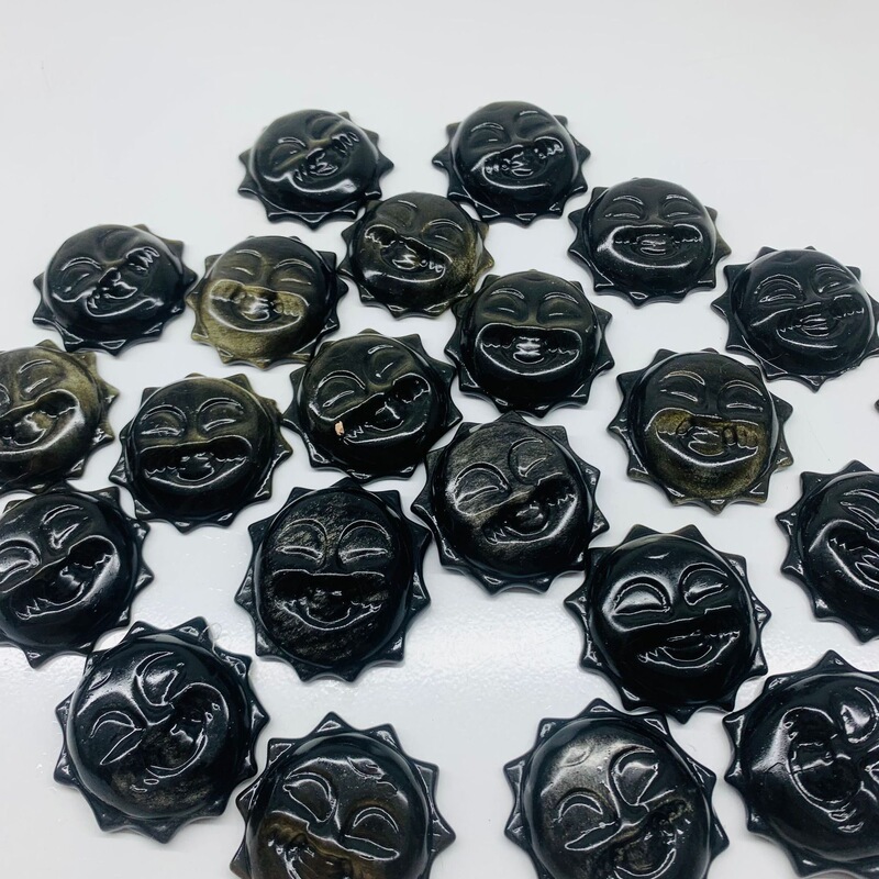 热销 天然水晶金曜石雕刻太阳笑脸水晶小摆件 图 1