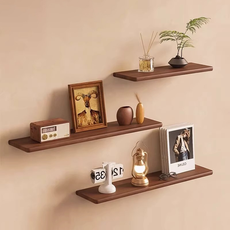 Solid Wood Wall Storage Rack Living Room Wall Shelf Bedroom Bedside Partition Wall Bookshelf Wooden Display Rack