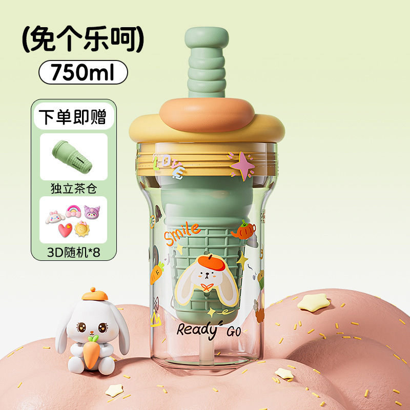 Tritanカップ女子新製品2025高颜値夏プラスチックカップ耐高温かわいいストローカップ大容量|undefined